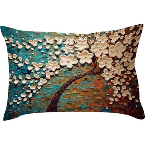 Housse de coussin en lin mélangé, livraison directe en gros, mélange coton-lin, peinture à l'huile, accessoires auto, style ultra-doux (1/5)