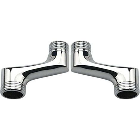 Two-piece deck mounted corner shower fitting, brass corner reducer, adjustable swivel arm, corner deck mounted wall mount, 1/2" to 3/4" offset connection, chrome A (1/5)
