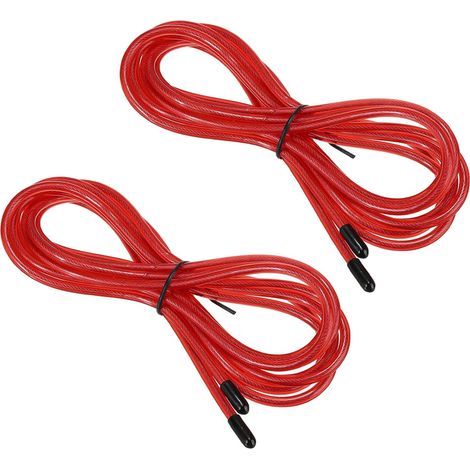 Replacement Cable for 10 Feet Speed Jump Rope, 2 Pack 4.5mm Replacement Cable for High Speed Skipping Ropes, Red (1/5)