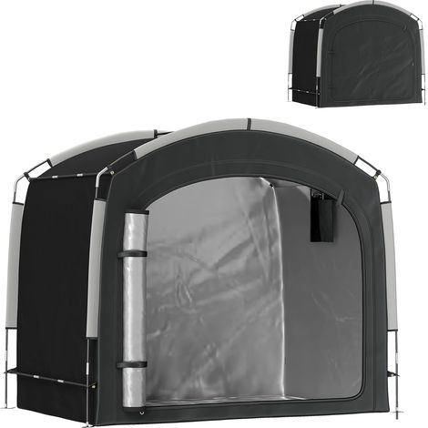Tente de vélo pour Le Rangement extérieur, abri de vélo Portable pour 3-4 vélos abri de Jardin avec 2 Poches latérales, 220 x 150 x 195 cm, Noir (1/5)