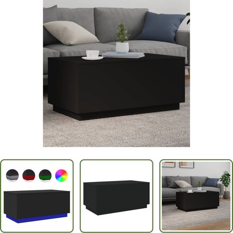 LED Beleuchtung - Couchtisch mit LED-Leuchten Schwarz 90x50x40 cm (1/5)