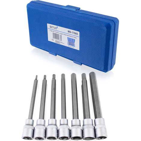 7 tlg Innensechskant Nuss Satz Stecknuss Werkzeug Bitsatz Nüsse 3/8" Extra Lang H3 H4 H5 H6 H7 H8 H10 (1/5)