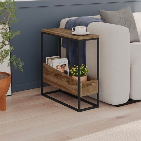 Tavolino da Salotto Lido Rovere Deep Oud con Struttura in Metallo Nero (1/5)