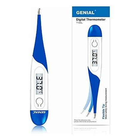 Thermometre Medical - Pointe Flexible Pour Utilisation Buccale Axillaire Rectale - Affichage LCD 3 Chiffres - Memoire Derniere Mesure - Boitier De Transport Inclus - 1 Unite (1/5)