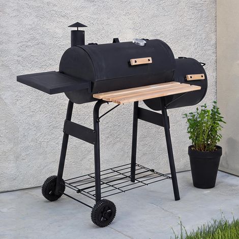 Barbecue au charbon noir en acier 124 x 53 x 108 cm (1/5)