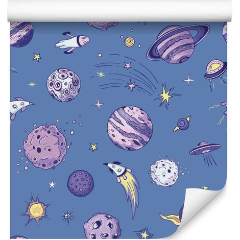 Papier peint Planètes dans l'espace et vaisseaux spatiaux pour salon et chambre 50x1000 cm (1/5)