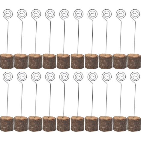Set mit 20 hochwertigen Kartenhaltern aus Holz mit gedrehtem Draht, Namens- und Fotohaltern, für Hochzeiten, Geburtstage und Partys (1/5)