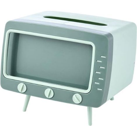 Porta fazzoletti TV 2 in 1, supporto per cellulare da scrivania, decorazione multifunzionale da scrivania, porta cellulare in tessuto e asciugamano, multifunzionale (1/4)
