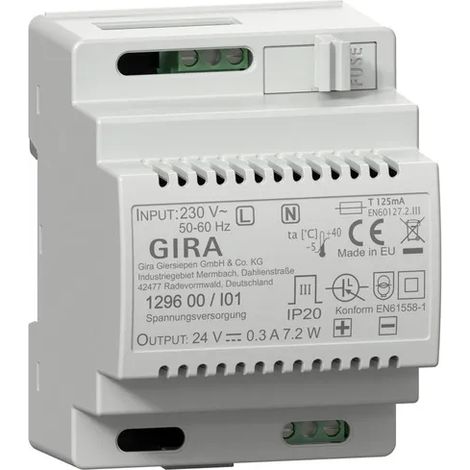 Gira Suministro de tensión DC 24 V 300 mA REG Electrónica [129600], 1296 00