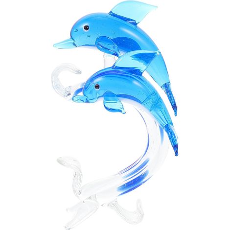 Figurine de Ornement Artistique et Élégant Délicate et Non Décolorante en Verre Bleu pour Décoration de Bureau ou Restaurant (1/5)