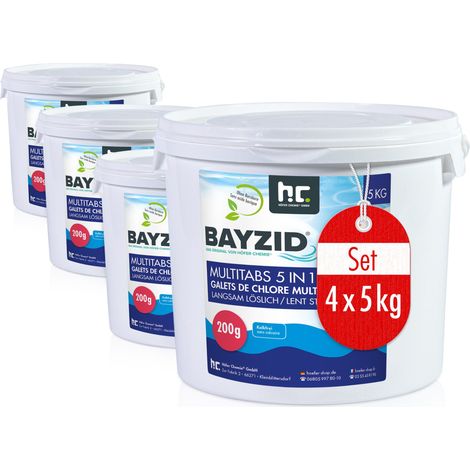 4x 5 kg BAYZID® Multitabs 200g 5in1 für Pools