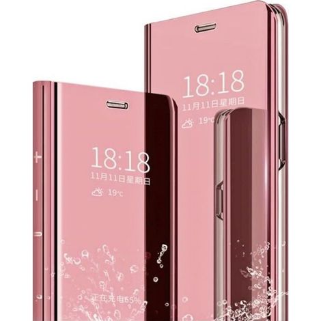 coque Huawei P Smart 2019,Cover + Verre trempé Flip Clear View Translucide Miroir Cover Standing 360°Housse étui antichoc Cov (1/4)
