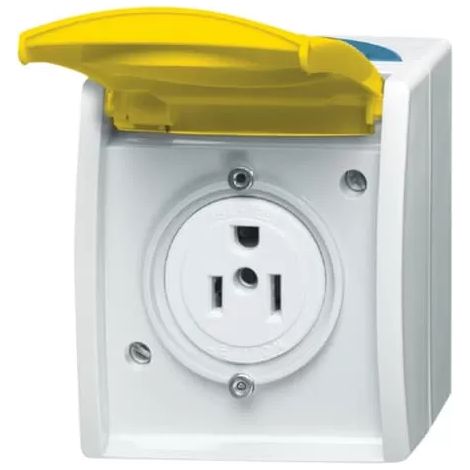 Busch-Jaeger Steckdose 3015 EWN-53 gelb Klappdeckel (1/2)