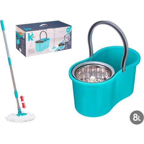 ARTE REGAL cubo fregona escurridor giratorio 8 l , Cubo de fregona 8 L con asa y escurridor giratorio, un sistema de limpieza práctico y eficiente que facilita el escurrido de la f (1/3)
