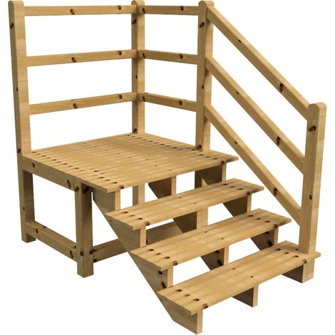 MILANO Außentreppe 4 Stufen H71 cm - Podest L116 x B120 cm - Treppengeländer rechts - Podestgeländer rechts und hinten