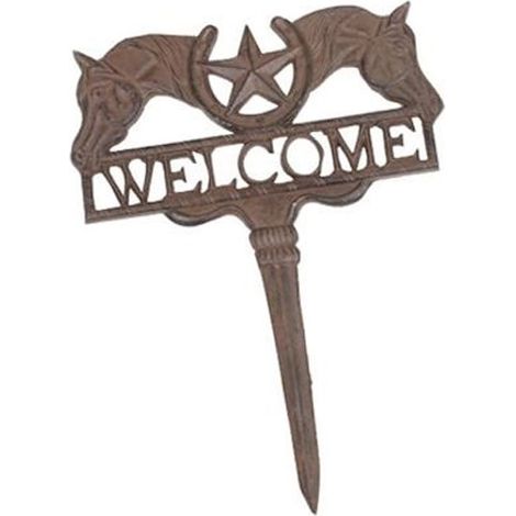 Plaque de bienvenue pour jardin en métal lourd