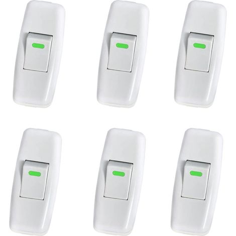 Lampenschalter, Torpedoschalter, Inline-Schnurschalter, Nachttischlampenschalter, Inline-Wippschalter für den Ein-Knopf-Ersatz der Nachttischlampe, 6er-Pack