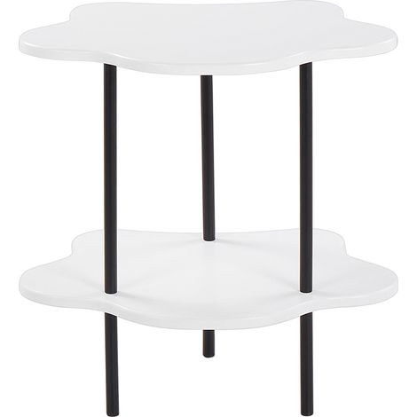 Mesa auxiliar con 2 tableros forma irregular madera MDF metal blanco y negro Cloud