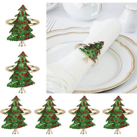 WOVTE 6 PCS Ronds De Serviette De Noël - Fête Banquet Dîner Décoration De Table
