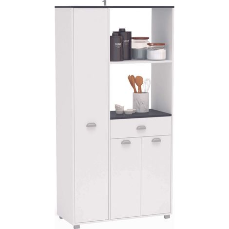 Asfeld Buffet Cocina en color Blanco con 2 armarios y 1 Cajon para ampliar el almacenaje 180x90x40 cm (1/4)
