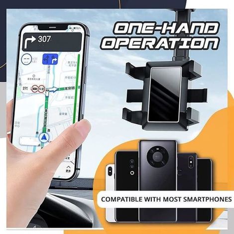 Support telephone voiture retroviseur Support de téléphone de voiture rotatif et rétractable à 360 °,Support de téléphone multi (1/4)