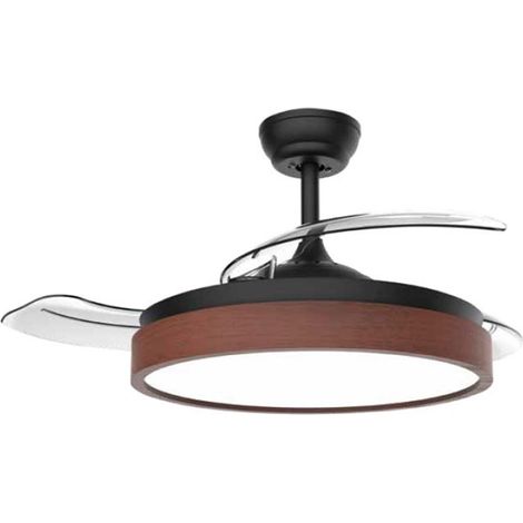 Ranta-Deckenventilator mit einstellbarem CCT-Licht und Ø107-Steuerung, 3 einziehbaren Flügeln DC Schwarz