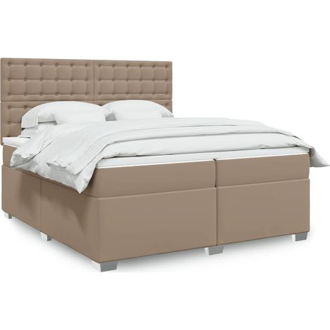 Cama box spring con colchón cuero sintético capuchino 200x200cm vidaXL (1/5)