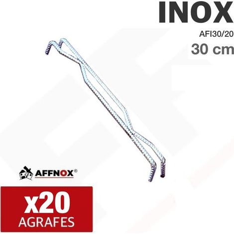 Agrafe inox fissure mur 30 cm - boîte de 20 pour façade, zone humide et béton - Affnox (1/2)
