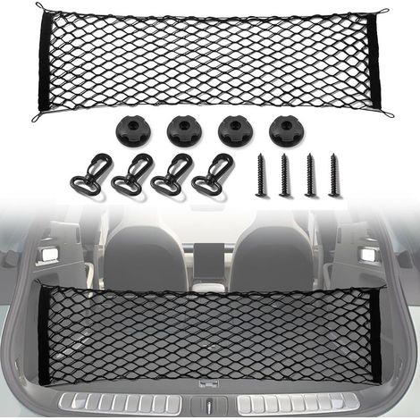 Filet de rangement extensible pour coffre de voiture, accessoire extérieur, réglable et élastique, avec crochet, pour SUV, voitures et camions (90 x 40 cm)