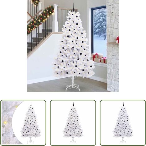 LED-Beleuchtung - Künstlicher klappbarer Weihnachtsbaum Weiß 270 cm PVC und Stahl (1/5)