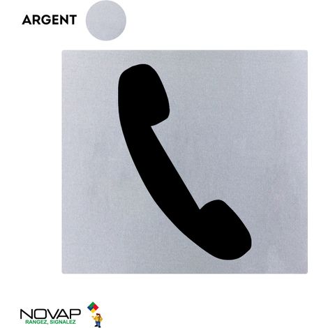 Plaque de porte Téléphone - Classique argent 90x90mm - 4330235