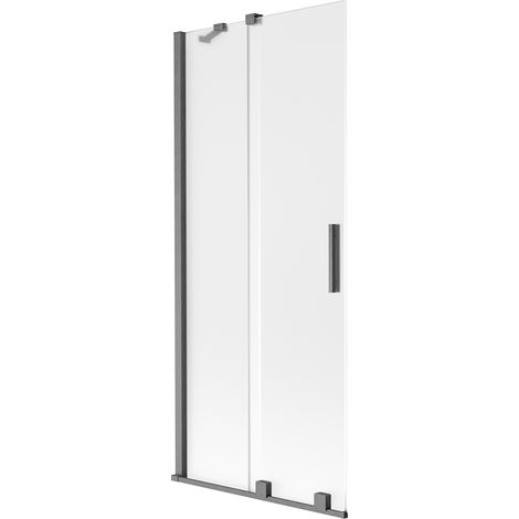 Mexen Velar Duschabtrennung für Badewanne, 2-flügelig, verschiebbar, 80 x 150 cm, matt, gebürstetes Gun Gray - 896-080-000-31-66 (1/2)