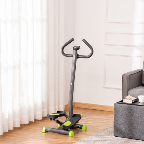Stepper con Manubrio e Monitor LCD, Stepper Fitness Casa con Resistenza Regolabile e Pedali Antiscivolo, Allenamento Fitness per Palestra Casa Gym, Grigio e Verde (1/5)
