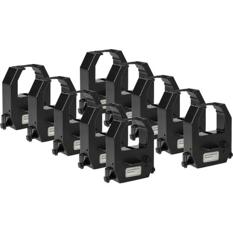 vhbw 10x Ribbon Cartridge compatible with Amano BX6000, CP3000, EX3000, EX3000N, EX4000, EX5000 Dot Matrix, Receipt Printer - Black Ink Ribbon