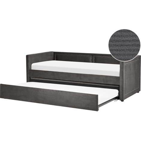 Letto da giorno con letto estraibile velluto a coste grigio scuro 90 x 200 cm Mimizan (1/5)