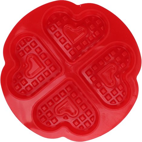 Moule à gaufres en silicone à faire soi-même, moule à gaufres en forme de cœur pour 4 ou 5 gaufres, motif cœur pour 4 gaufres 58004 (1/5)