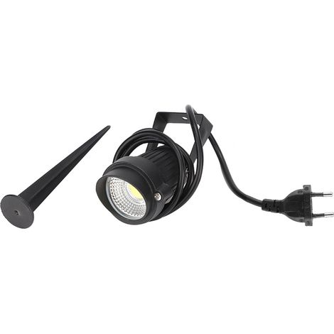 Lampe de jardin LED 5W COB aluminium 1M câble IP65 étanche éclairage extérieur cour 85-265V prise EU (avec capot oblique) lumière froide (1/5)