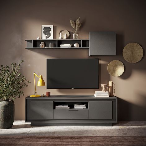 Meuble TV moderne 180 cm coloris lave Rosine (1/4)