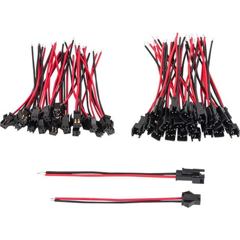 22 AWG JST SM JST Connector 2 Pin Adaptateur de Connecteur Mâle et Femelle avec Câble de Électrique de 135 mm pour LED Light, 20 Paires