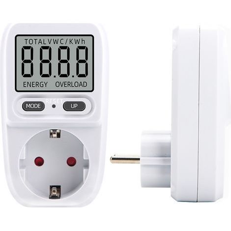Wattmètre 230 V/16 A,Wattmètre prise compteur d'énergie, consommation d'énergie mètre Contrôleur de Consommation Electrique avec l'écran d'affichage à cristaux liquides, puissance maximum 3680W(1 pièc (1/5)