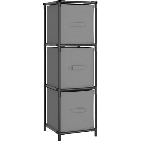 Maison Exclusive - Armoire de rangement 3 tiroirs en tissu Gris 34x34x101 cm Acier (1/5)
