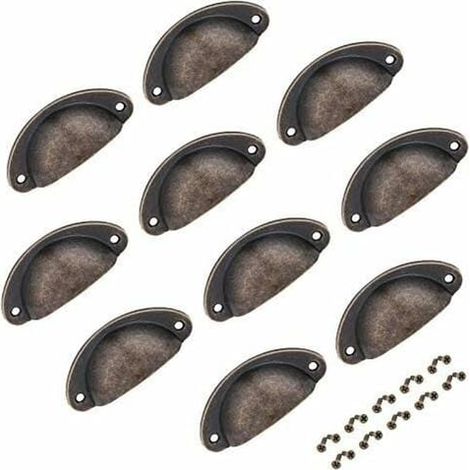 10pcs boutons de tiroir en cuivre poignées demi-lune poignées de tasse antiques pour boutons de meubles d'armoire avec vis 82x35mm (couleur 1)-Fei Yu (1/4)