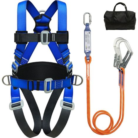 Harnais de sécurité avec longe de 1,8 m,support lombaire épais,sangles réglables,sangles en polyester haute résistance,rembourrage épais à la taille,système antichute,escalade (1/5)