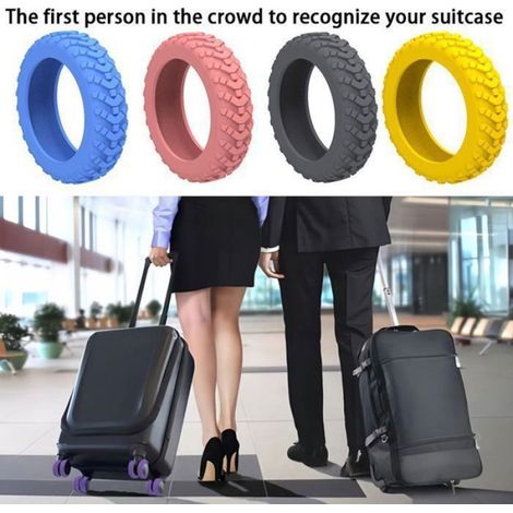 Housses de protection universelles pour roues de valise, en silicone, silencieuses, 8 pièces,bleu (1/5)