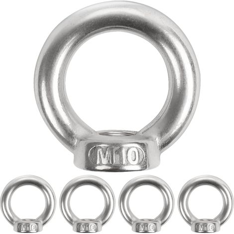 5er-Pack Ringmuttern M10, Gewindeösenmuttern aus Edelstahl 304, Ringösen, Ringschrauben, Ringmuttern zur Befestigung von Hängedekorationen, Blumentöpfen, Schaukelgestellen usw. (1/5)