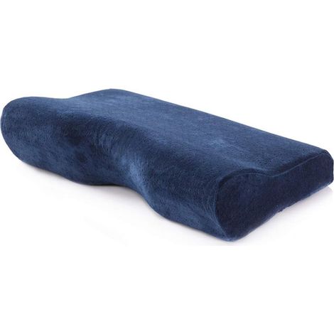Oreiller cervical en mousse à mémoire de forme pour le cou et les épaules, pour les personnes dormant sur le côté (bleu marine)-AquaForge (1/5)