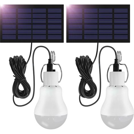 Lampe LED Solaire Extérieure Suspendue, Ampoule Rechargeable pour Jardin, Camping, Urgences, 2 Ensembles (1/4)