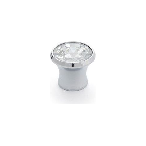 Lot de 4 boutons ronds pour meubles, métal/cristal chromé poli/transparent, modèle 943, ø 27 mm. Rei (1/4)