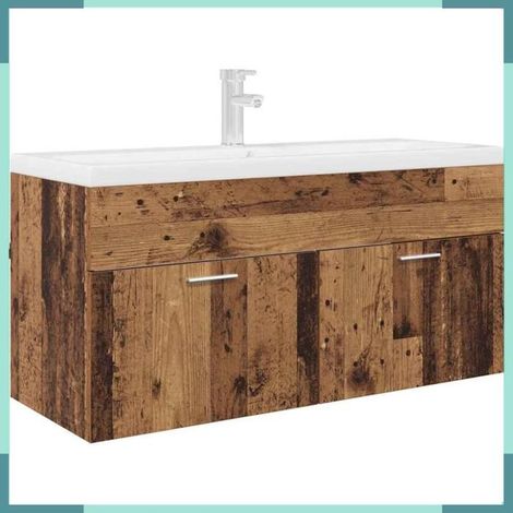 Armoire d'évier - 880441 - Bois ancien - Bois d'ingénierie - Grand espace de stockage (1/5)