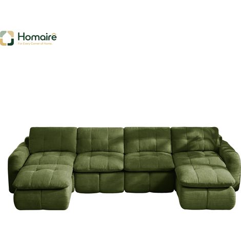 Sofa mit Modulen mit Armlehnen aus Chenille grün en Polyester 334 x 160 x 68 cm HOMAIRE (1/5)